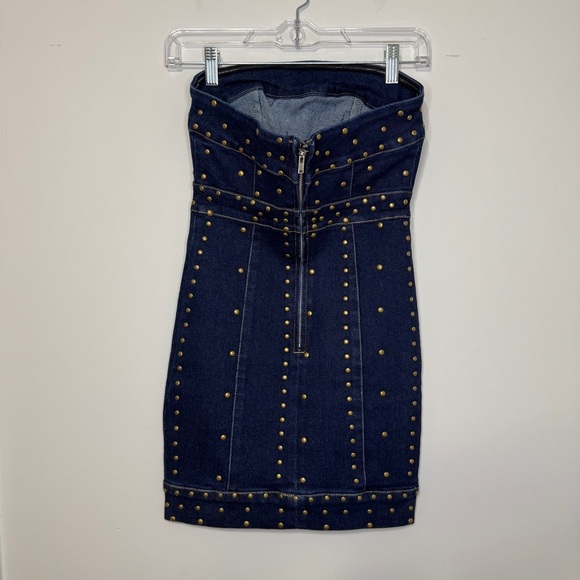 Forever 21 Strapless Studded Denim Mini Dress XS NWT - Picture 2 of 13